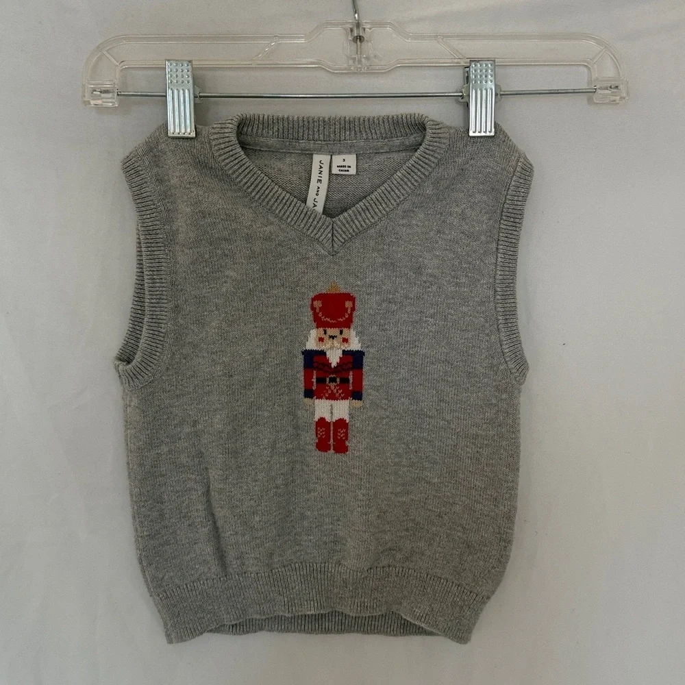 Janie and Jack nutcracker vest grey 3t